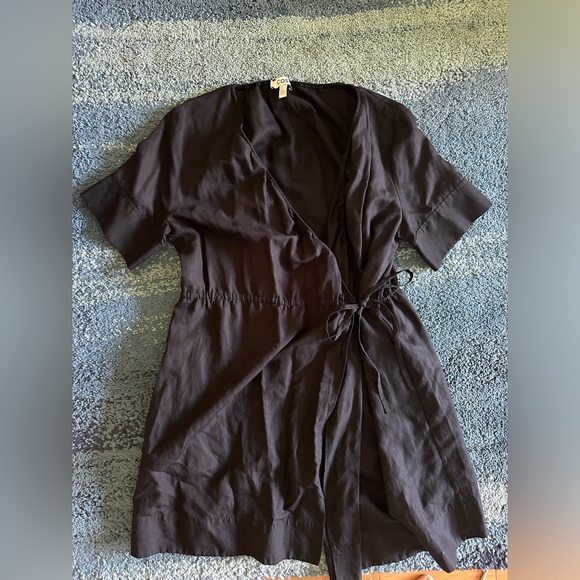 COS Summer Linen Wrap Black Dress - Picture 1 of 7
